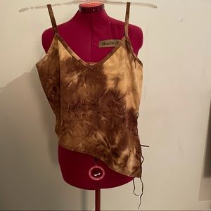 Vintage 90s asymmetrical tie dye faux suede crop